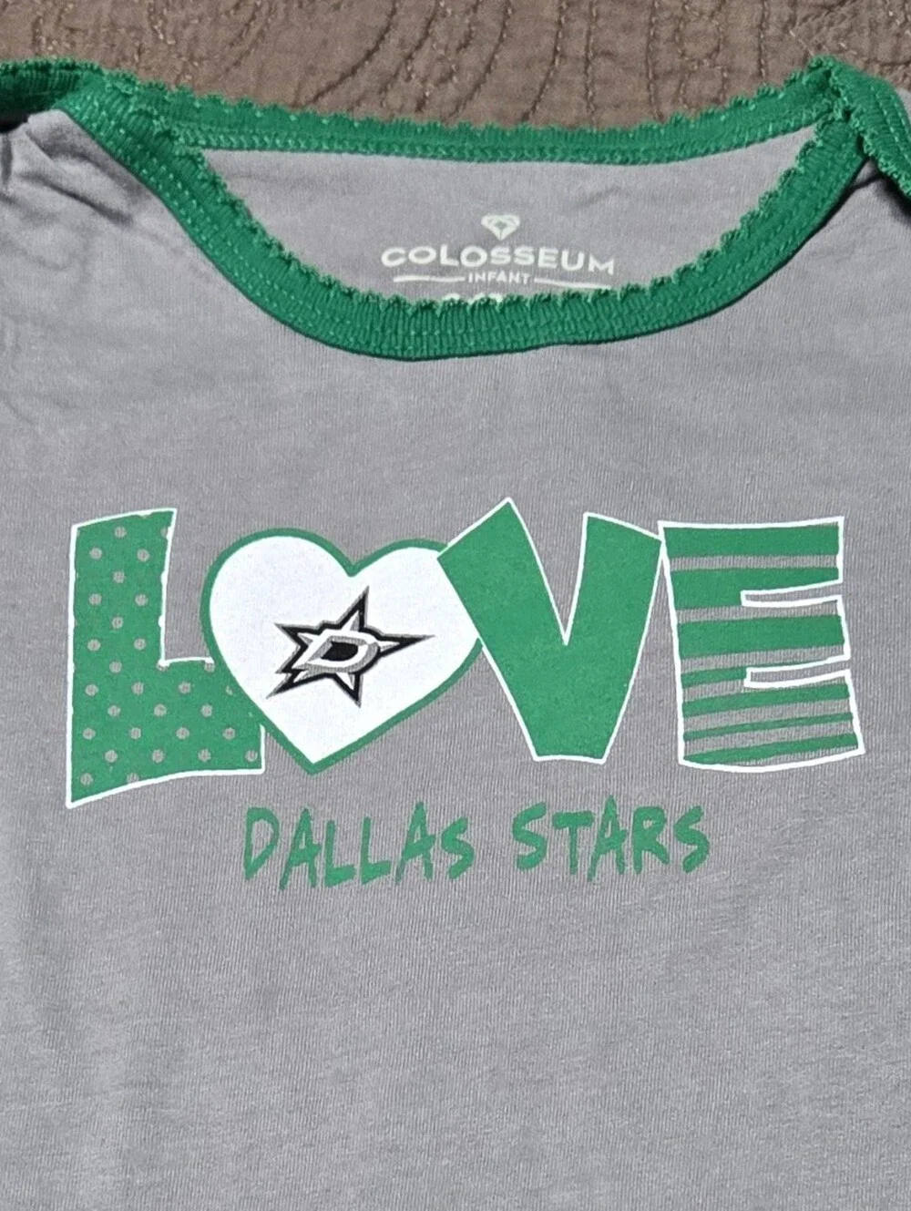 NLH Dallas Stars creeper onesie, baby girl 6m - 12m